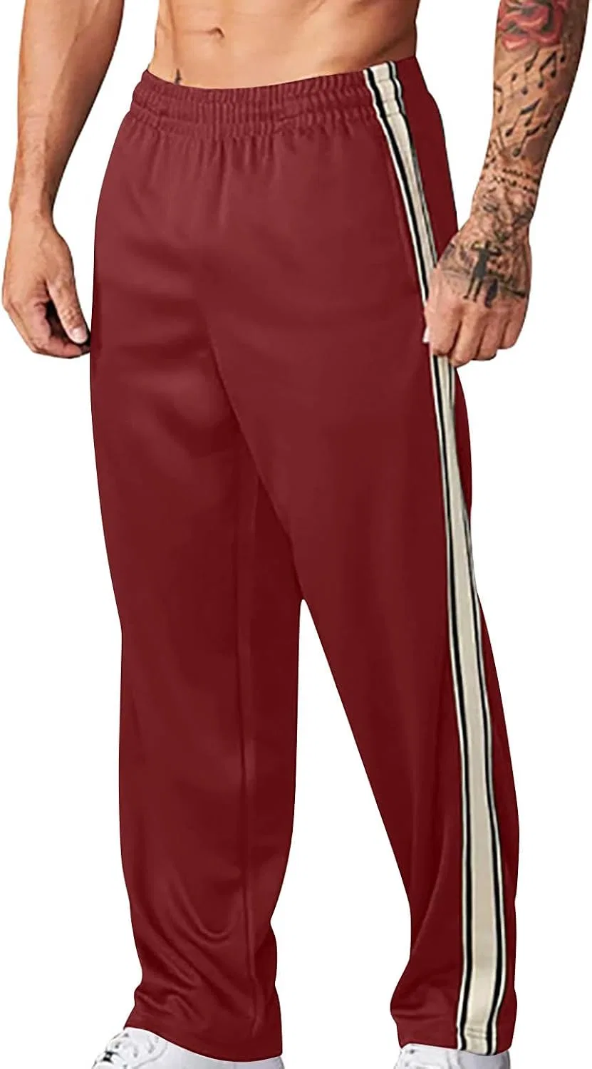Мужские спортивные штаны с принтом, Athletic Sweatpants Striped Color Block, красный