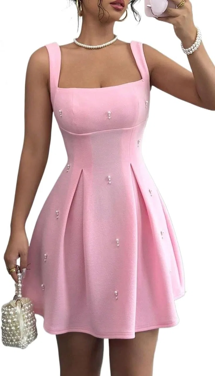 Женское мини-платье с пайетками A-line, Pink