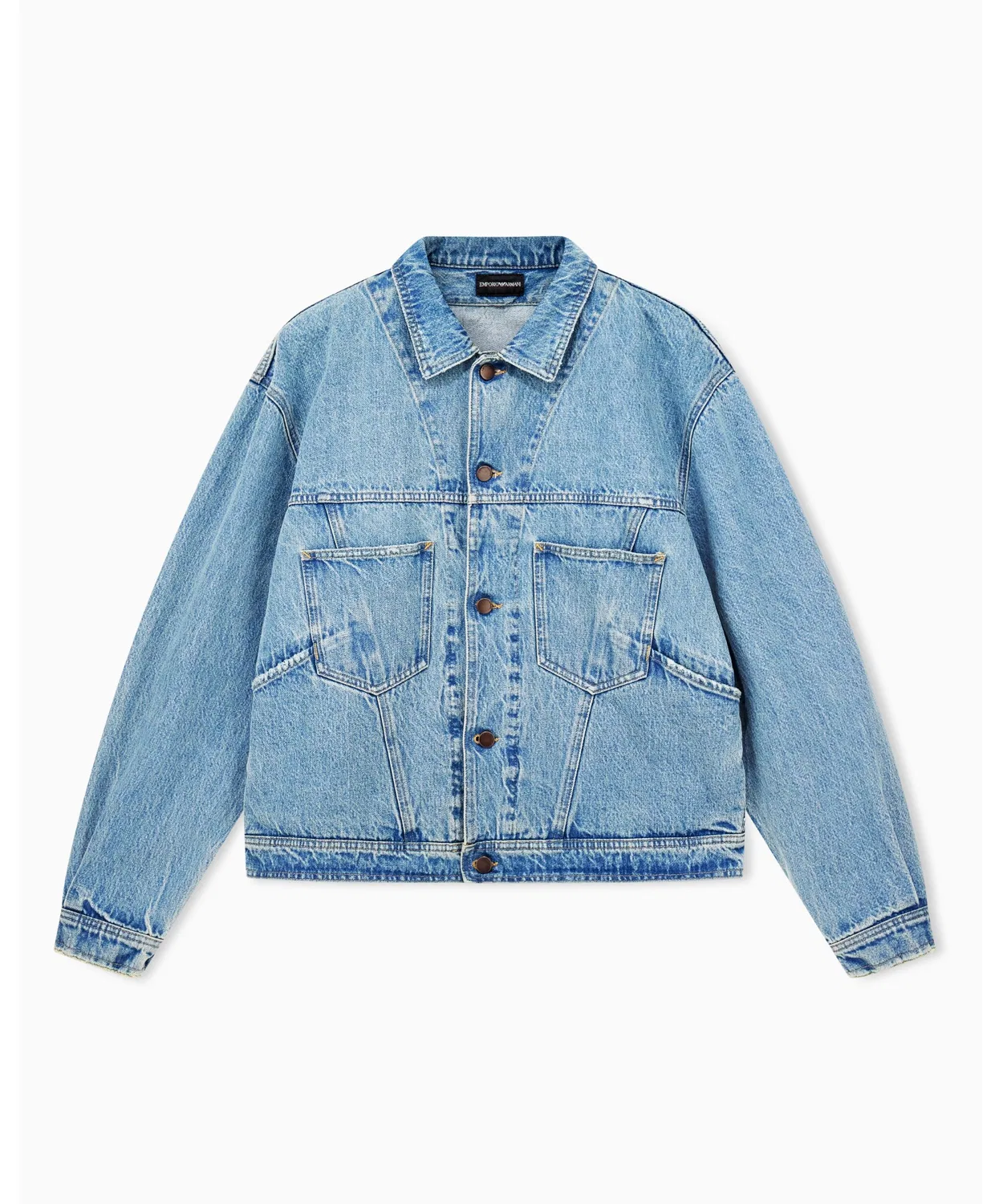 Мужская джинсовая куртка с длинным рукавом модель Regular Fit EMPORIO ARMANI, Light Blue — фото 2