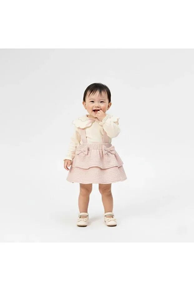 Детский комплект для девочек хлопковый Jacquard Skirt Double Set Saninbaby, Pink