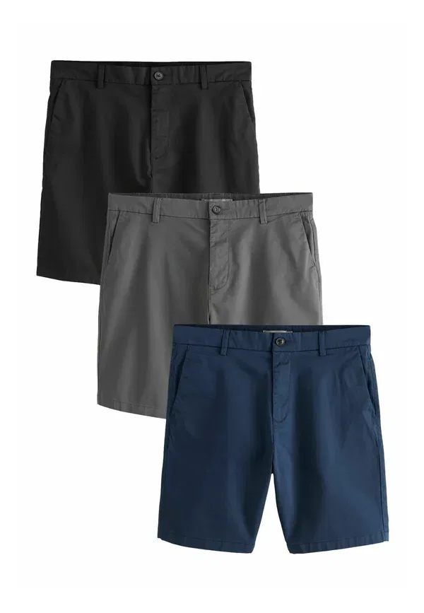 Шорты хлопковые Regular fit - stretch chino shorts 3 pack Next Ink Charcoal, черный/синий