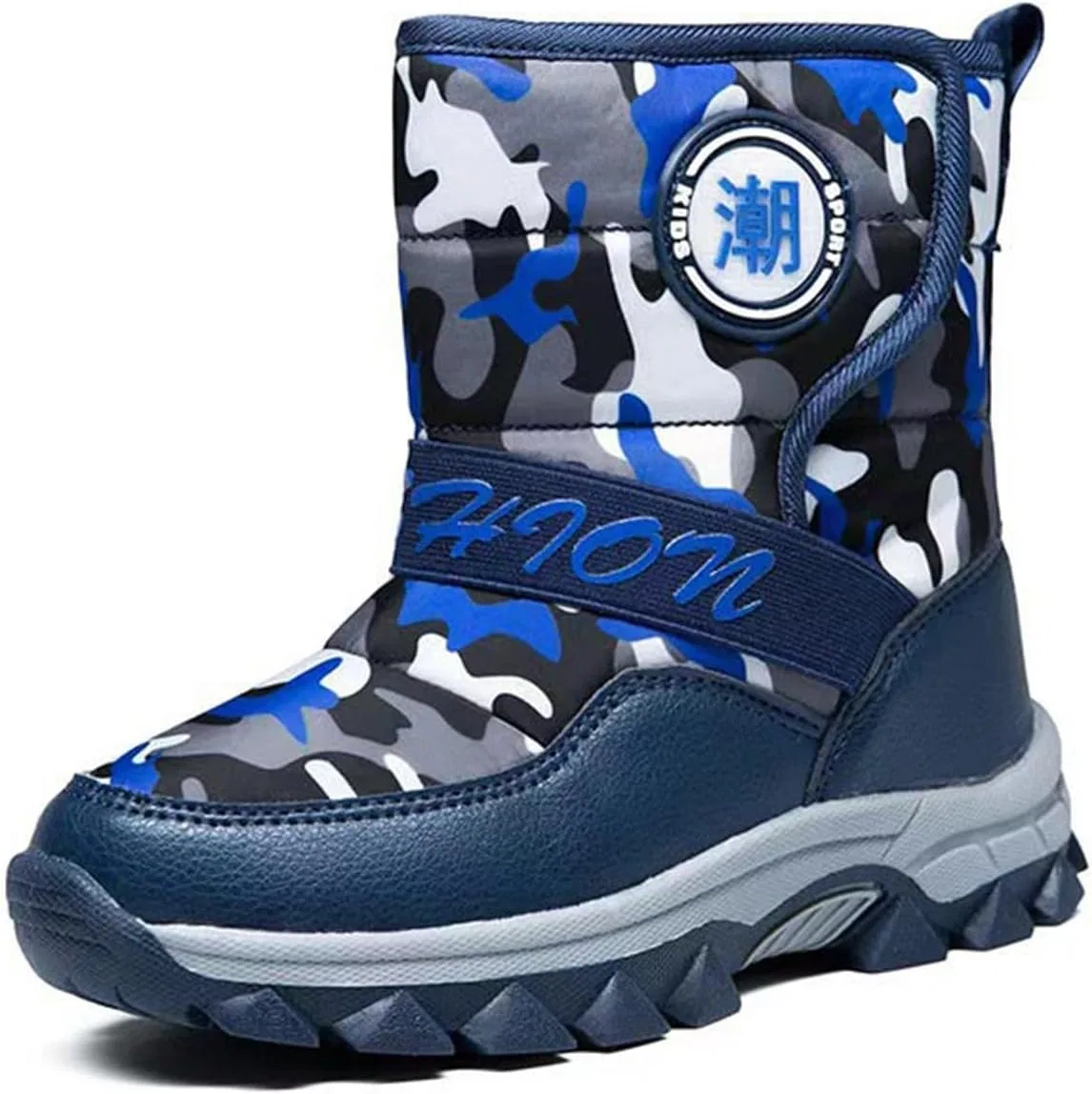 Детские зимние ботинки с принтом камуфляж Boys Camouflage Snow Boots, Blue — фото 3