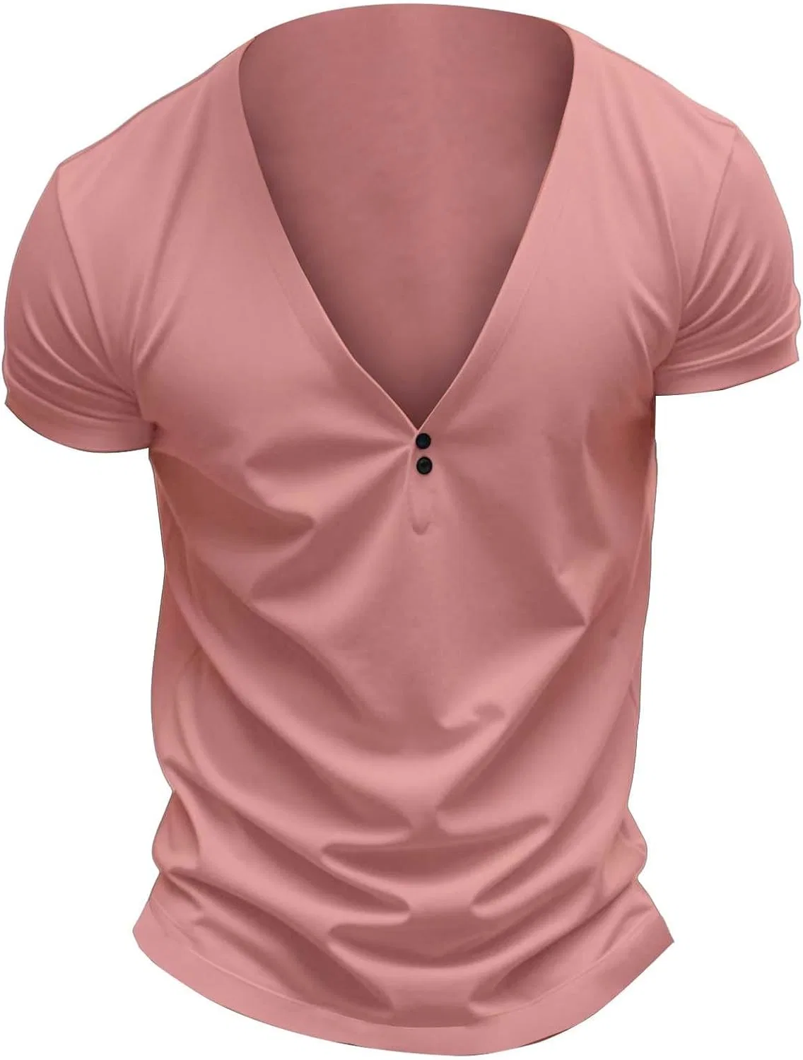 Мужская футболка поло V-образным вырезом Henley, Pink — фото 3