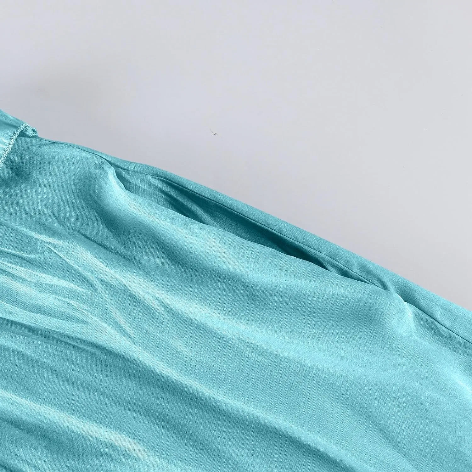 Женское летнее макси-платье с запахом, A-силуэт, с карманами, Light Blue — фото 4