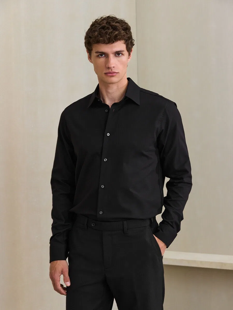 Рубашка Next Regular fit Button Up Shirt 'Smart' черного цвета — фото 2