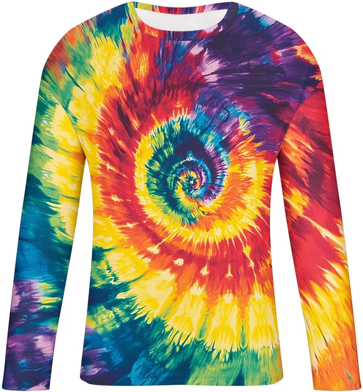 Мужская футболка с градиентом Tie Dye Long Sleeve Shirts for Men, 8-dark Blue — фото 4