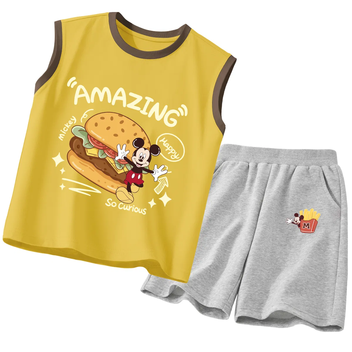 Детский спортивный костюм с круглым вырезом, Disney, Di Hamburger Brown Yellow+Di French Fries K Black — фото 3