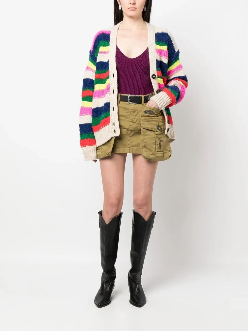 Джемпер в рубчик с нашивкой-логотипом Dsquared2, фиолетовый — фото 2