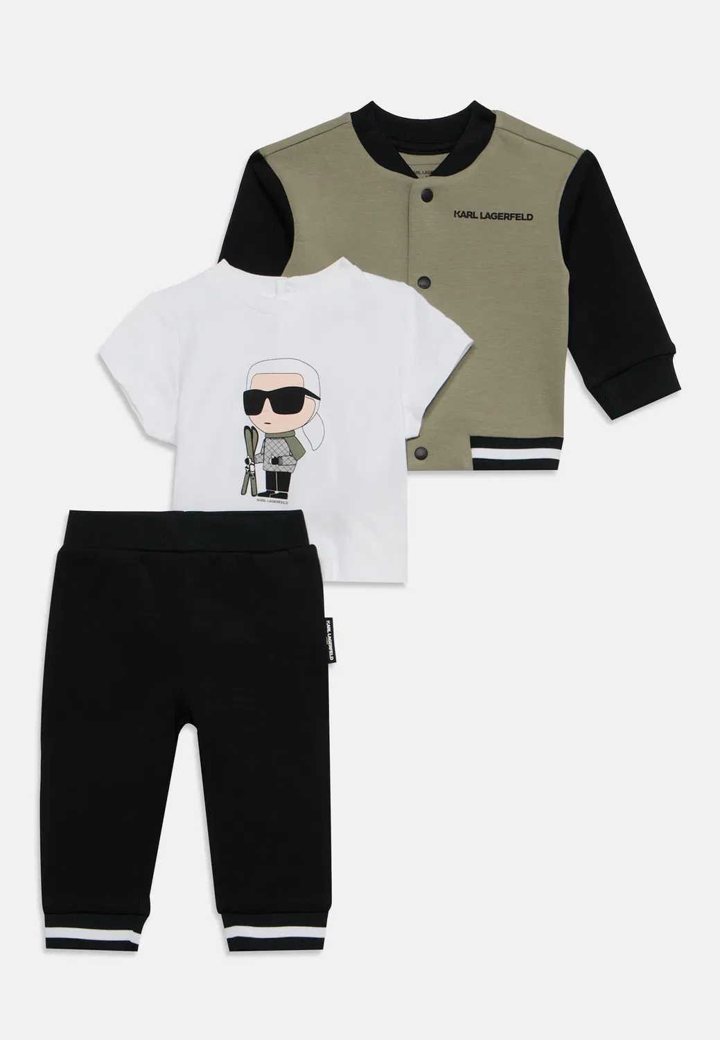Комплект унисекс - толстовка на молнии Karl Lagerfeld Kids, Kaki/Noir