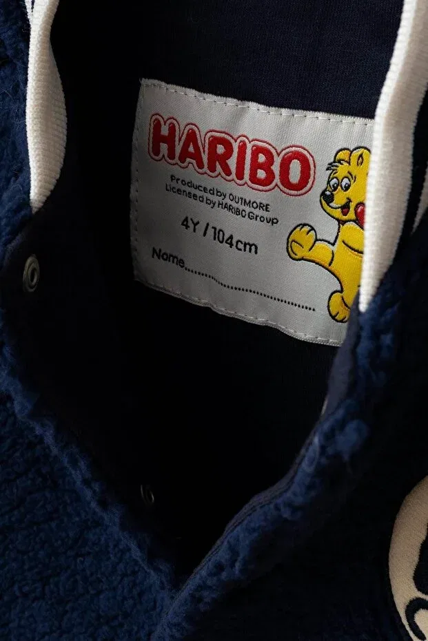 Детское пальто-бомбер для девочек с вышивкой Haribo, Navy Blue — фото 4