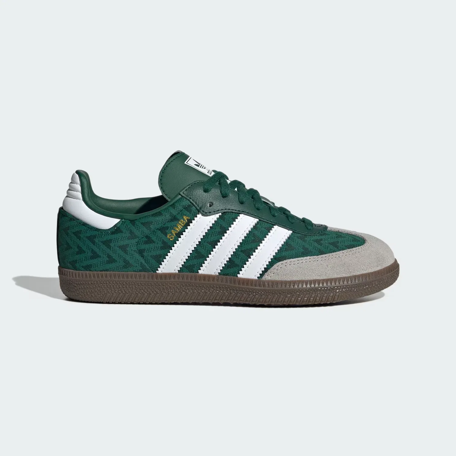 Детские кроссовки из натуральной кожи Samba OG Adidas Originals, темно-зеленый/белый/коричневый