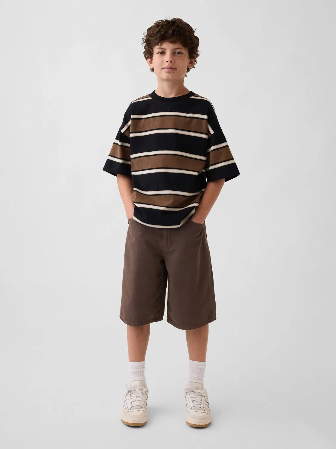Шорты джинсовые мешковатые Gap Baggy Denim Jorts, коричневый — фото 4