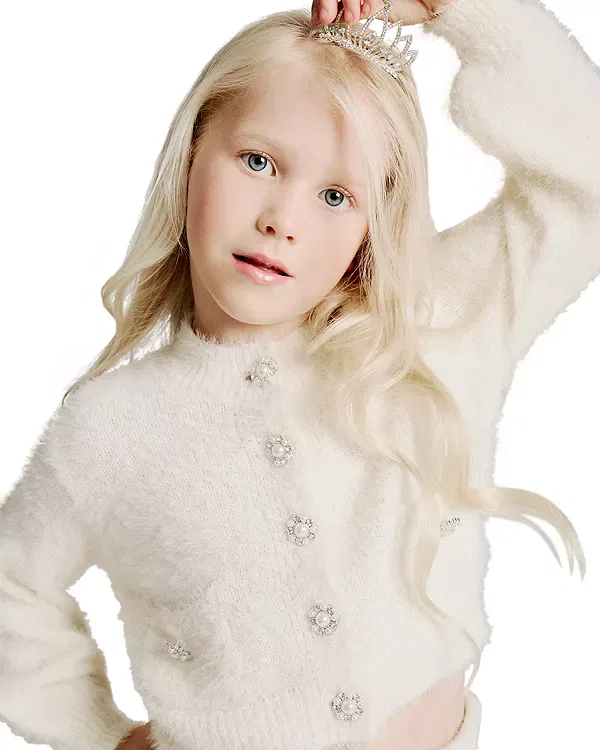 Детский кардиган для девочек с длинным рукавом Sophia Bardot Junior, Winter White — фото 2