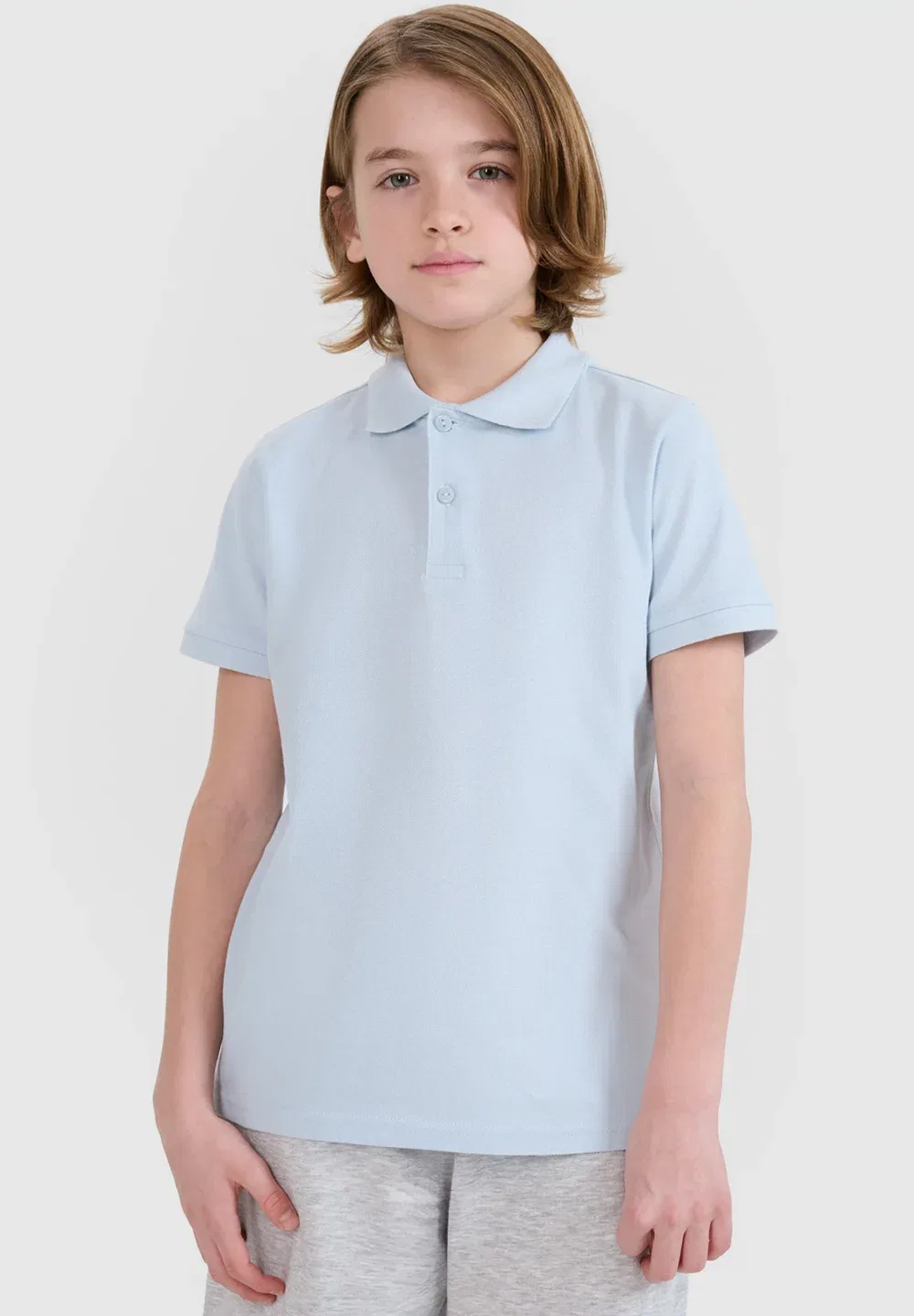 Koszulka polo dziecięca - biała 122 (6-7 лат) унисекс - рубашка-поло 4F, Light Blue