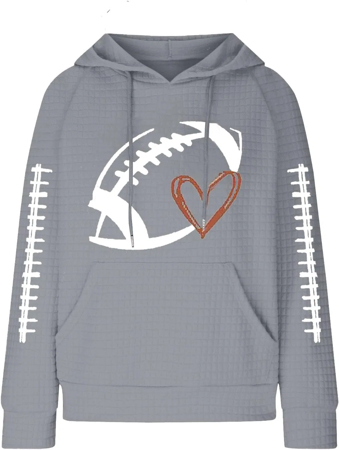 Женский свитшот с капюшоном Football Waffle Knit, Grey-A — фото 4