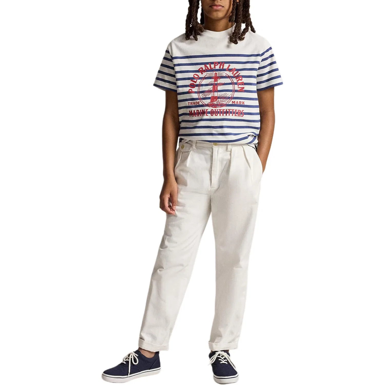 Футболка Classic Version, Polo Ralph Lauren, White & Light Marine Blue — фото 4