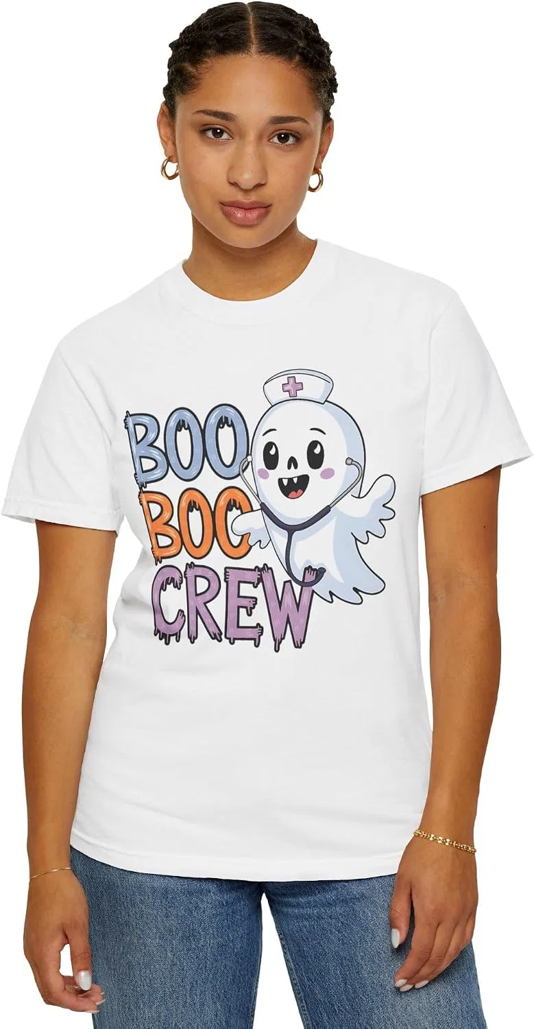 Женская футболка с принтом Boo Boo Crew Comfort Colors, White — фото 3