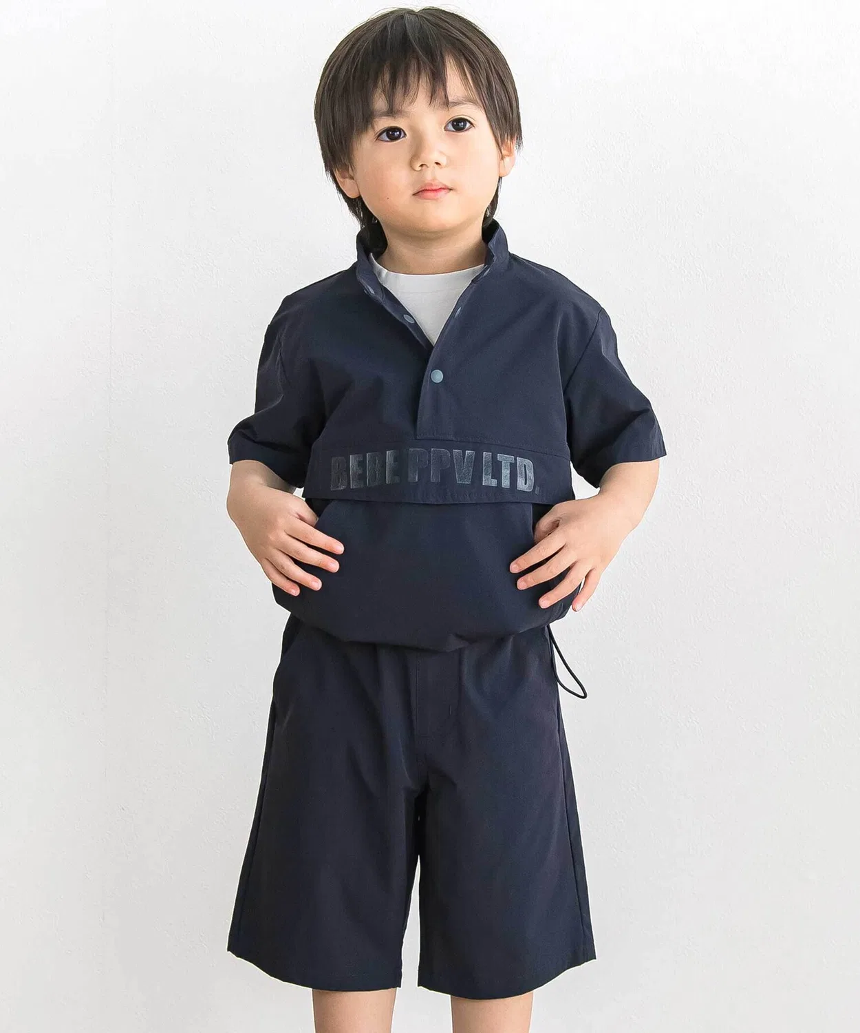 Детский комплект из куртки-анорака и шорт, с принтом BeBe Petits Pois Vert, Navy