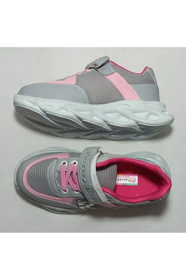 Детские кроссовки для девочек текстильные Picasso Kids, Gray - Pink — фото 3