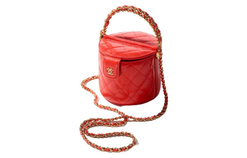 CHANEL Ранняя весна 23c, овчина, ведро, пикник, сумка, через плечо, кроссбоди, women's, red — фото 4