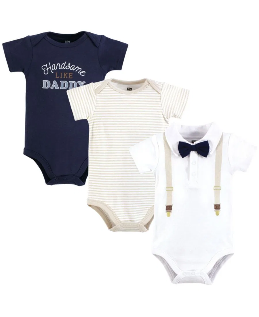 Комплект боди-комбинезонов с принтом Hudson Baby, Beige Navy Suspenders