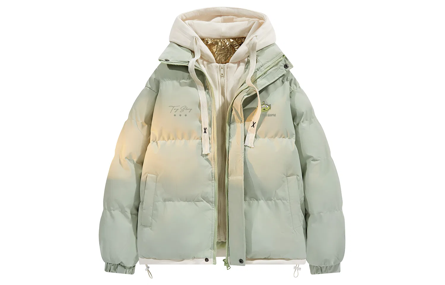 Детский пуховик с капюшоном, комплект из двух предметов, Disney, Light Green