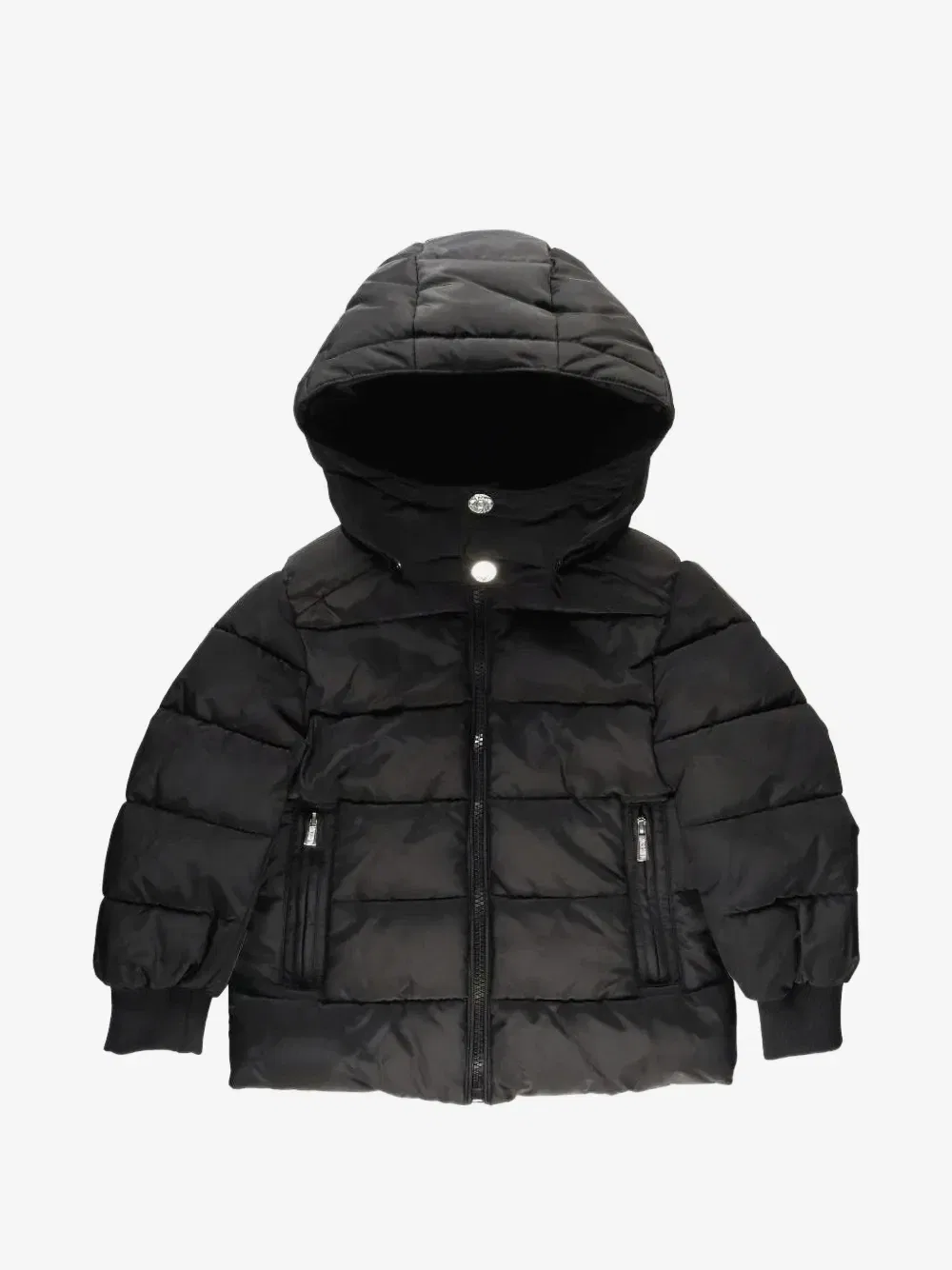 Пуховик с капюшоном Moschino Kids, черный