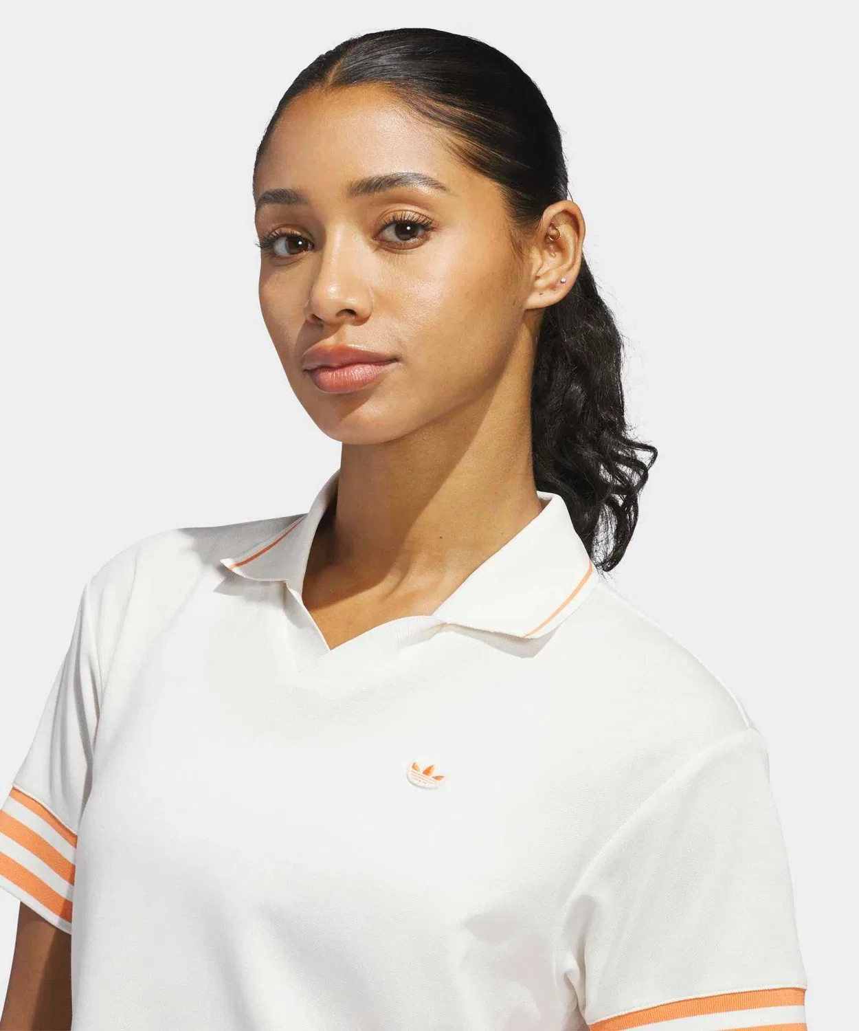 Женское поло с V-образным вырезом, с коротким рукавом Adidas, White — фото 3