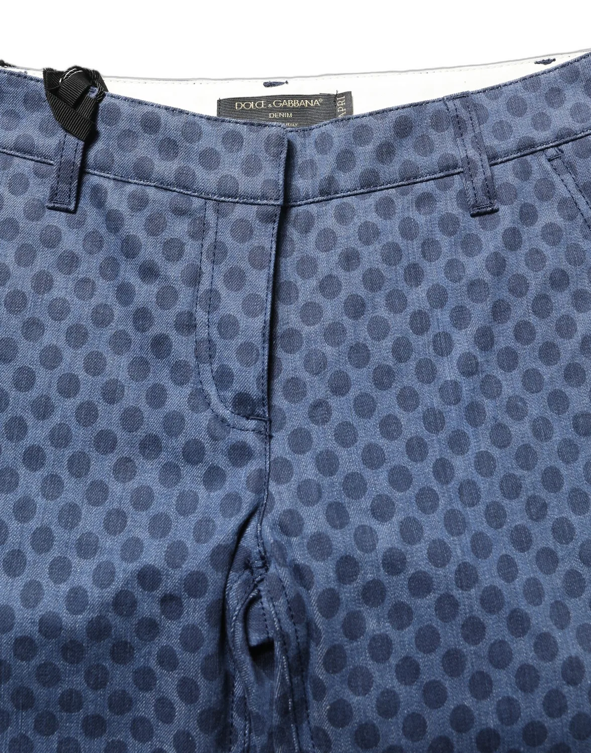 Женские джинсы капри с принтом в горошек Blue Polka Dotted Slim Fit Capri Denim Jeans Dolce & Gabbana, Blue