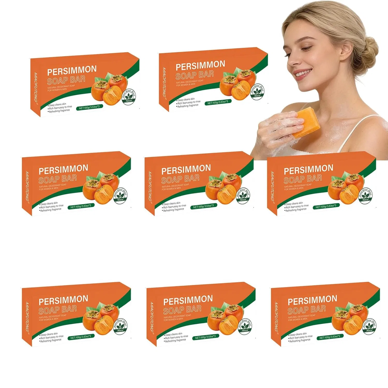 Дезодорирующее мыло с хурмой, 8 шт, 100 г, tuqieui