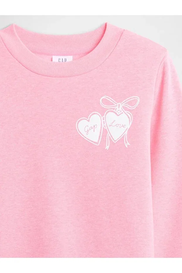 Детские свитшот для девочек хлопковый с принтом Logo Printed Gap, Pink-005 — фото 2