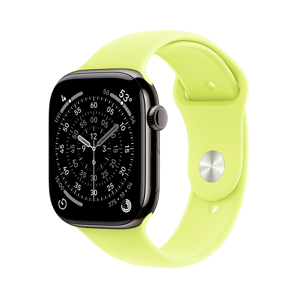 

Умные часы Apple Watch Series 11 (GPS+Cellular), 46 мм, Slate Titanium Case/Neon Yellow Sport Band - S/M, Серый, Умные часы Apple Watch Series 11 (GPS+Cellular), 46 мм, Slate Titanium Case/Neon Yellow Sport Band - S/M