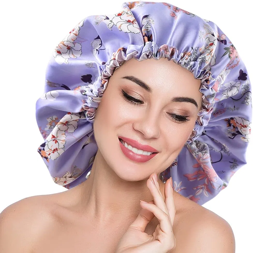 Шапочка для сна Satin, ELIHAIR, XL, Purple Flora