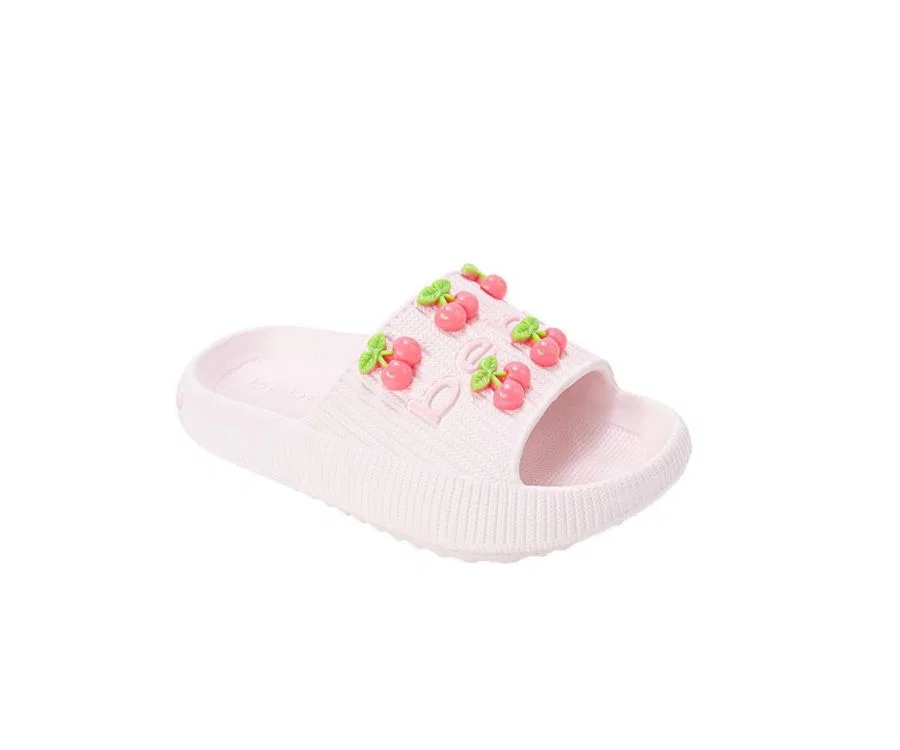 Сандалии-слайды с вишневыми шармами Bebe, Baby Pink