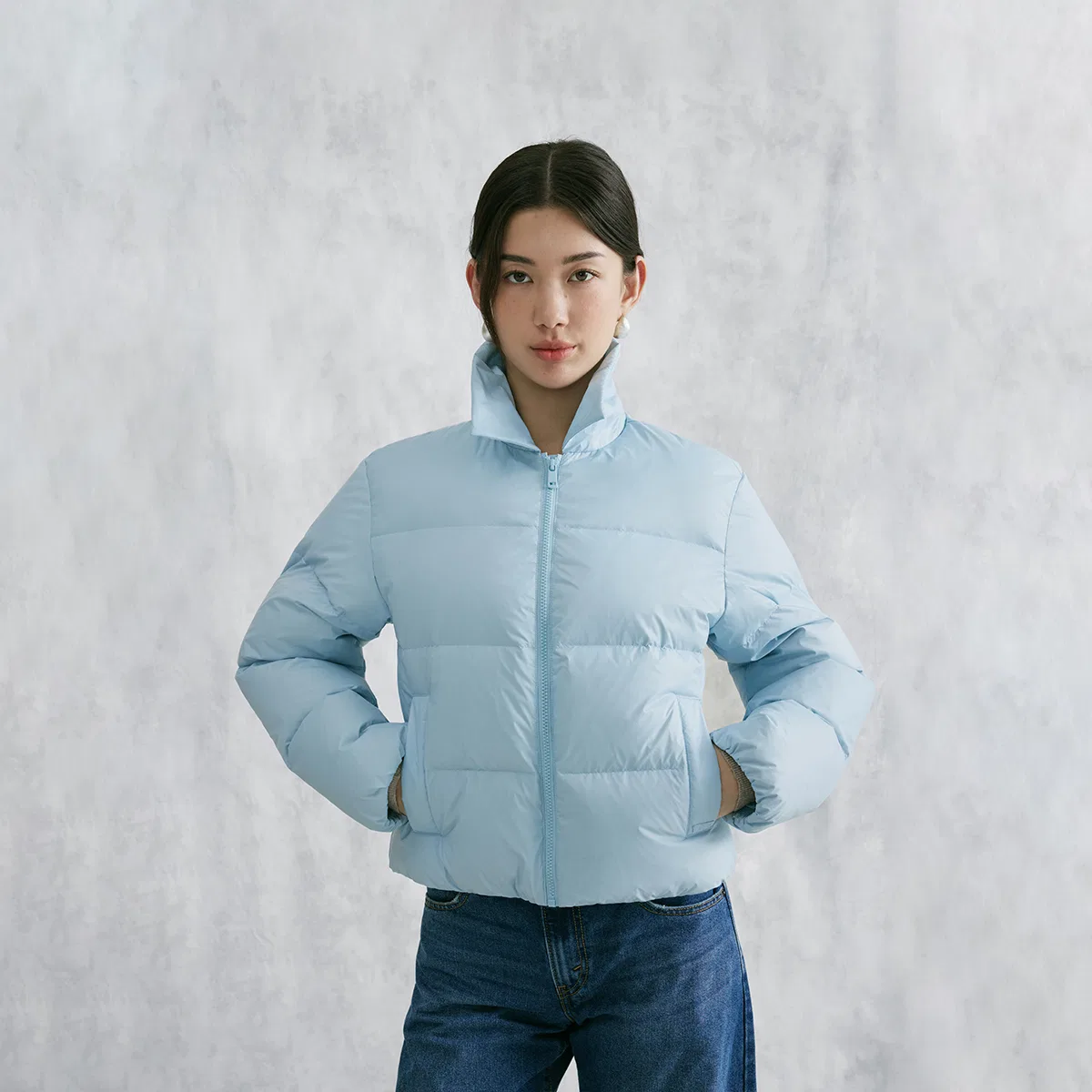 Женский пуховик с воротником Levi's, Light Blue — фото 4