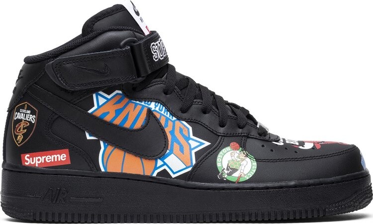 

Кроссовки Nike Supreme x NBA x Air Force 1 Mid 07 'Black', черный