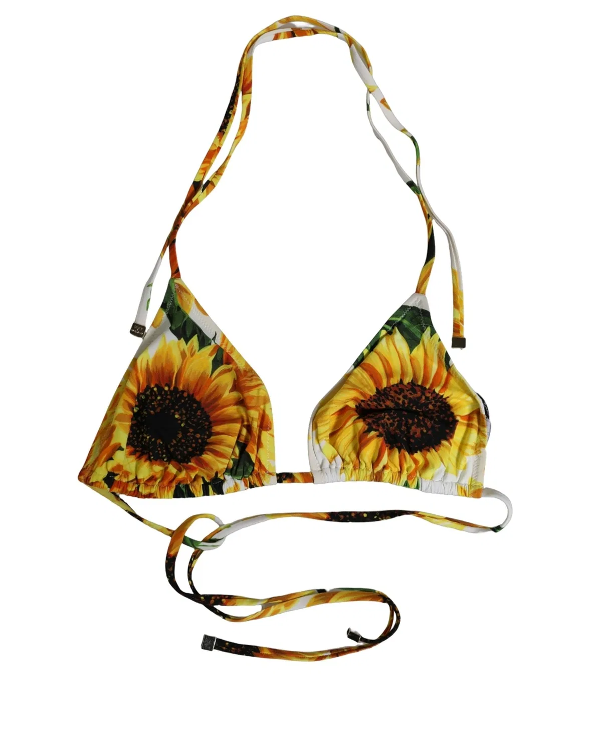 Женский топ бикини с завязками на шее с принтом подсолнуха Halter Bikini Top Dolce & Gabbana, Multicolor — фото 3