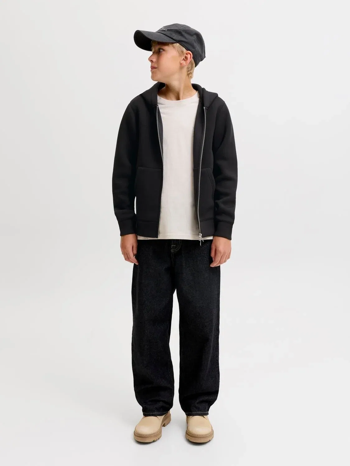 Худи на молнии с капюшоном Jcolegacy Jack & Jones Junior, черный — фото 4