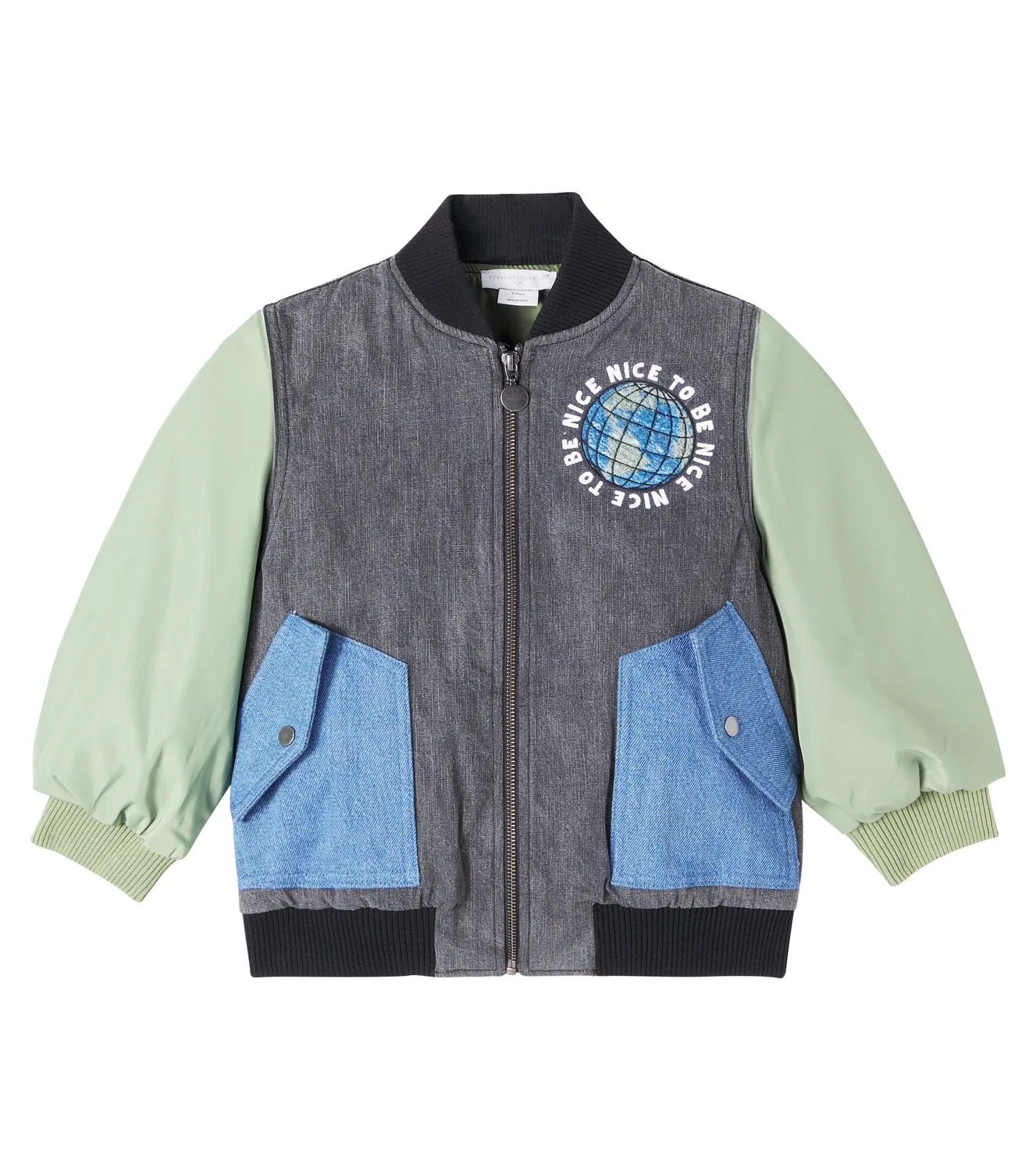 Легкая куртка-бомбер из джинсовой ткани Stella Mccartney Kids, черный