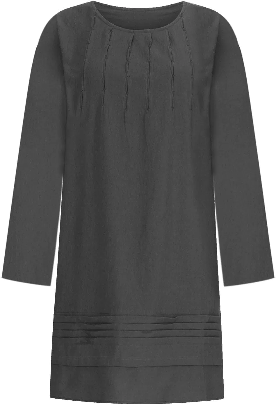 Женское платье миди из хлопка и льна Peasant Dress, Dark Gray — фото 4