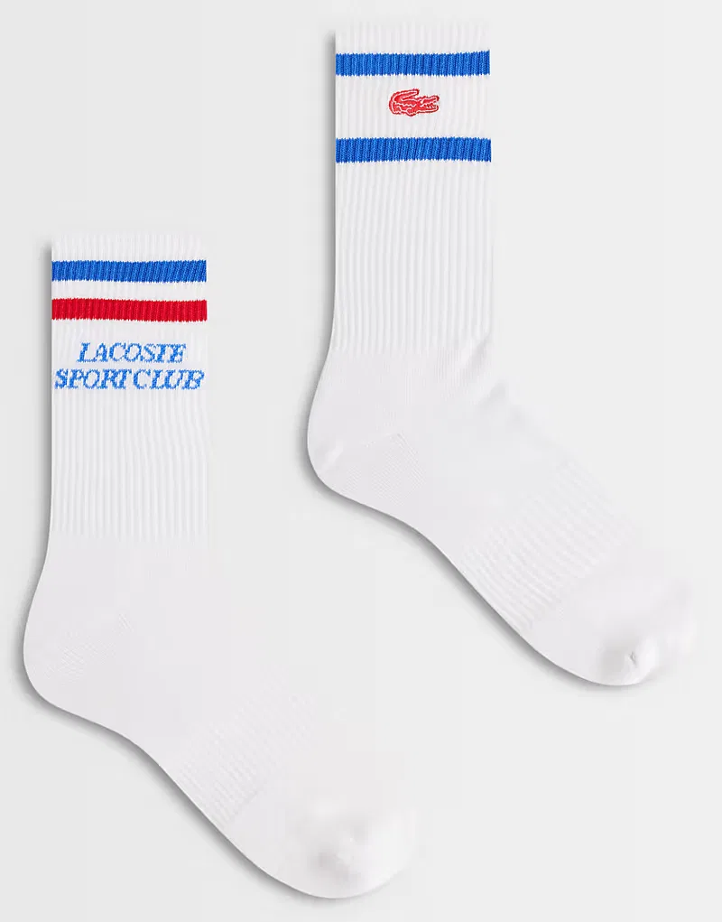 Носки спортивные с графикой 2 шт Lacoste, красный/белый