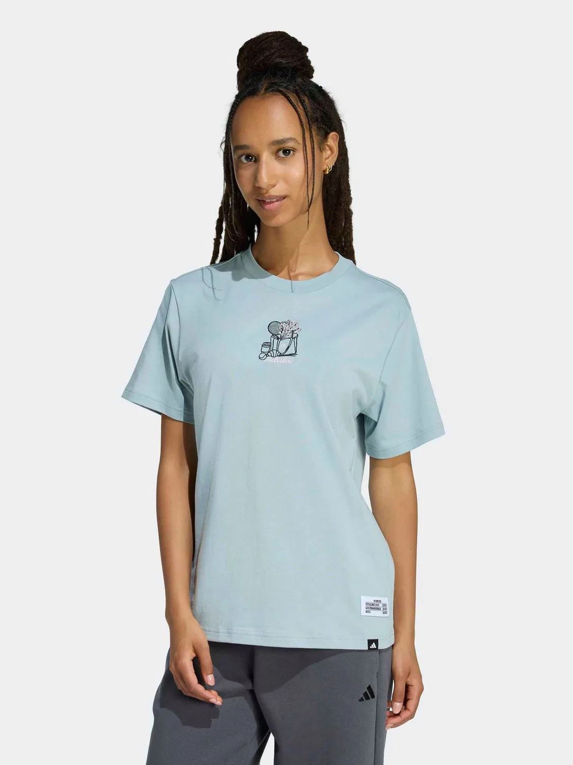 Футболка с вышивкой Mini Embroidery Graphic adidas, зеленый