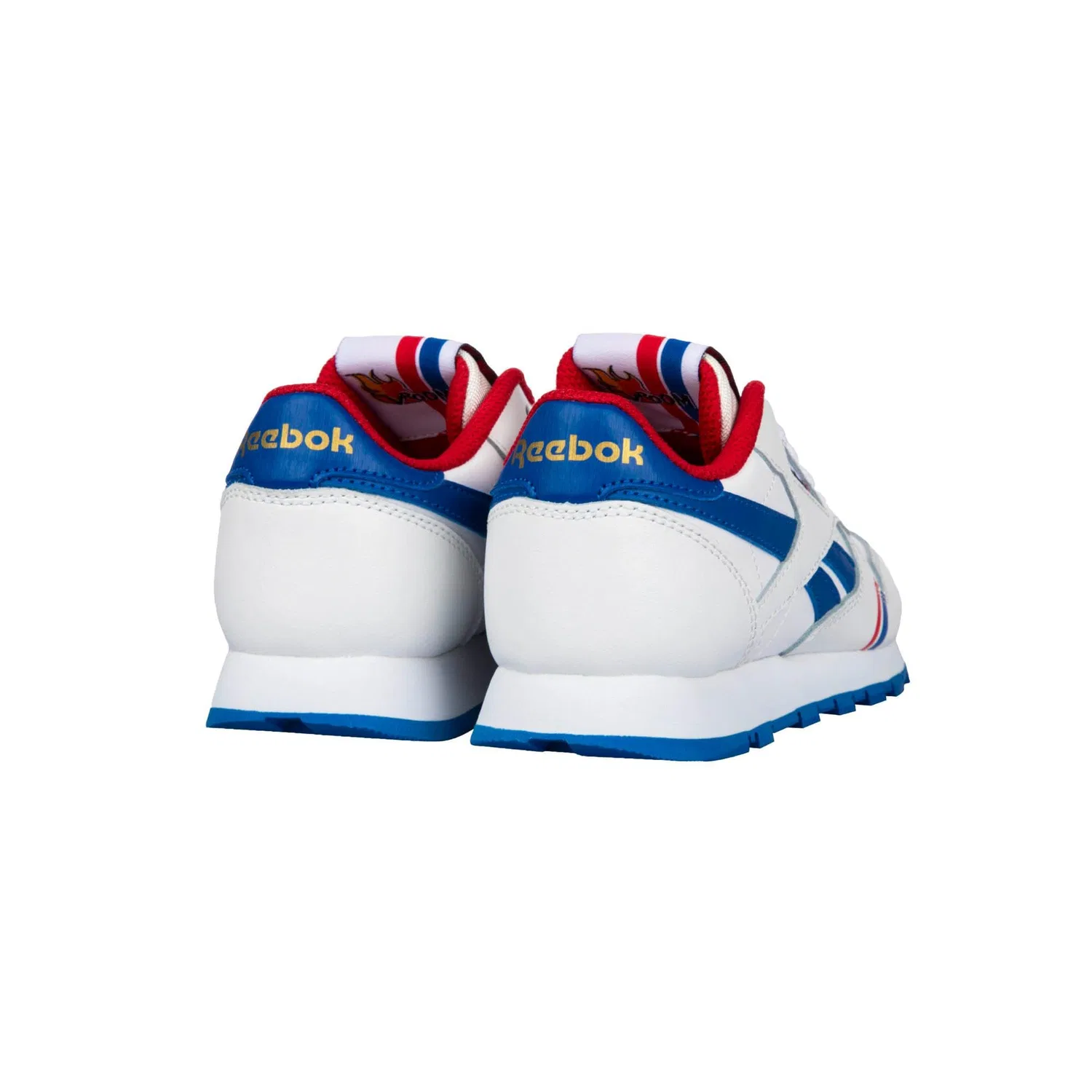 Детские кроссовки для мальчиков кожаные Classic Leather Reebok, Ftwrwhite Vectorblue Vectorred — фото 2