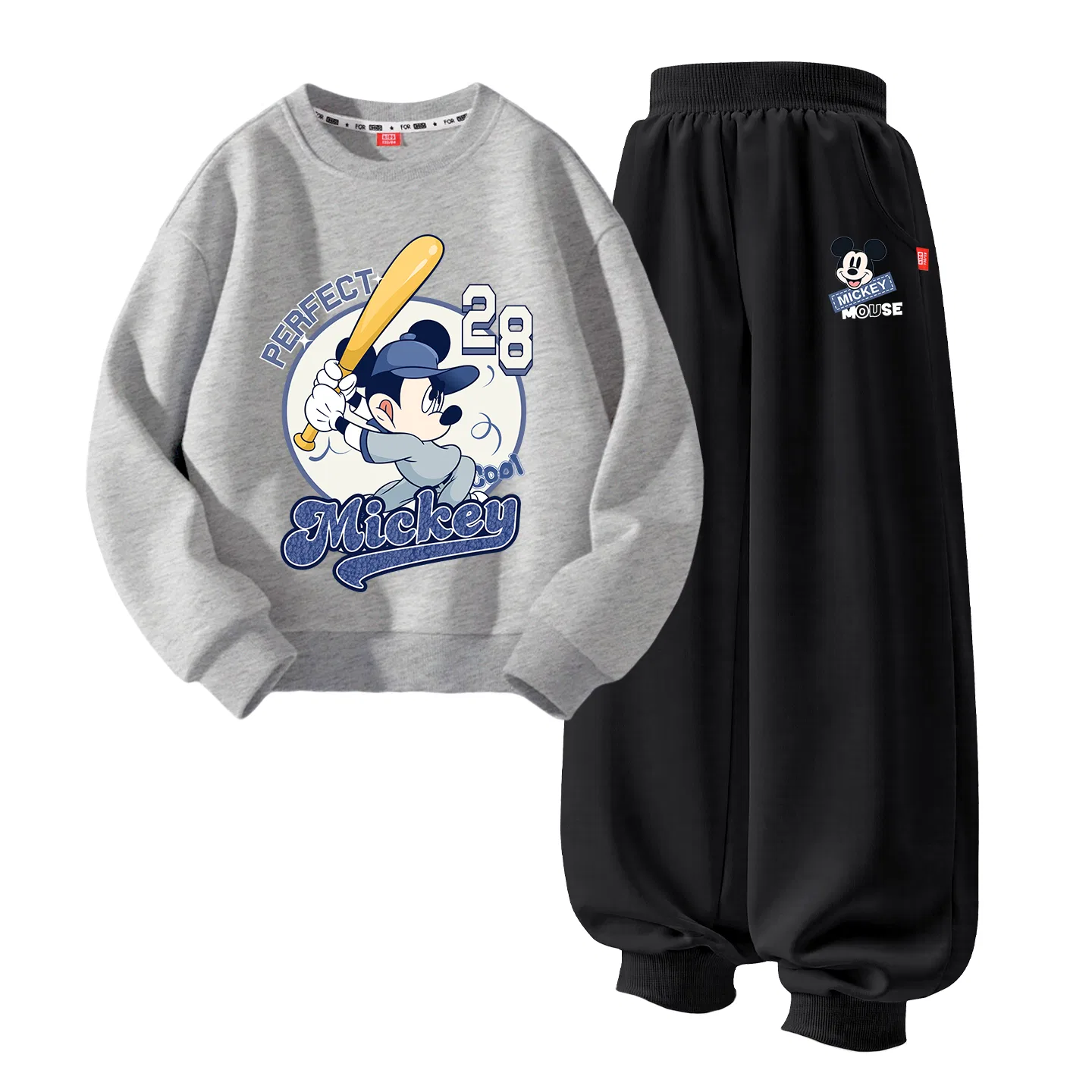 Детский спортивный костюм с круглым вырезом Disney, Цвет Dibaofei Heather Gray+Dihappy K Black