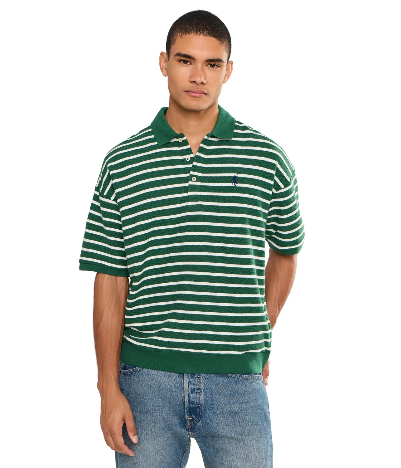 Поло в полоску свободного кроя Polo Ralph Lauren, New Forest/Nevis