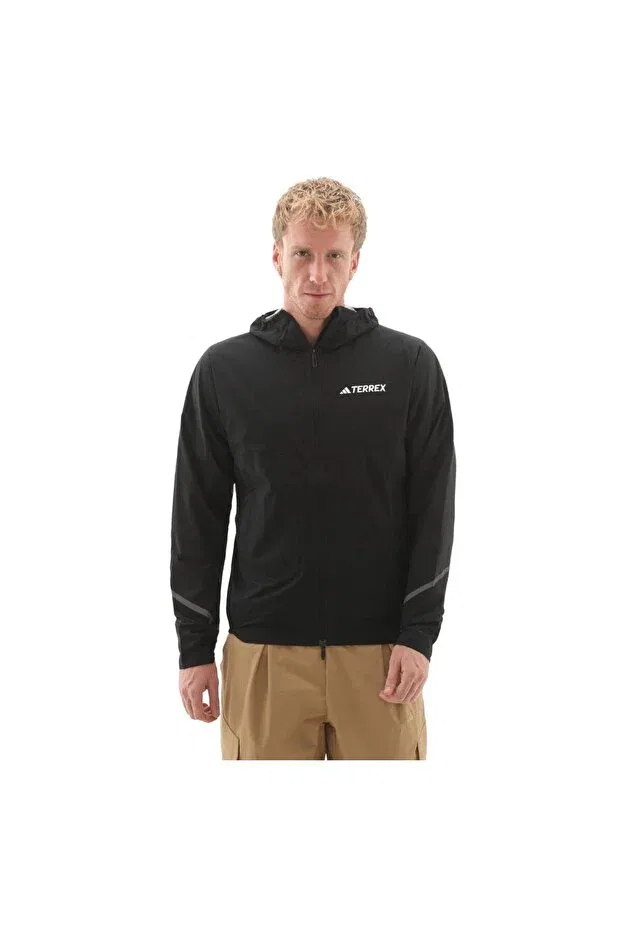 Мужской дождевик пуховый с капюшоном Adidas, Black