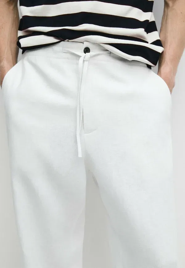 Брюки из льна Massimo Dutti, белый — фото 4
