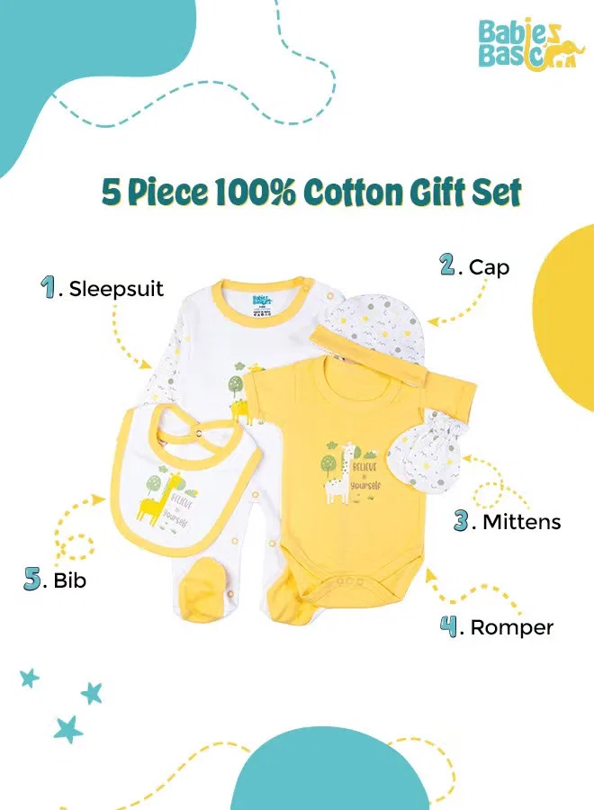 Комплект из 5 предметов для младенцев Babies Basic, лимонный — фото 2