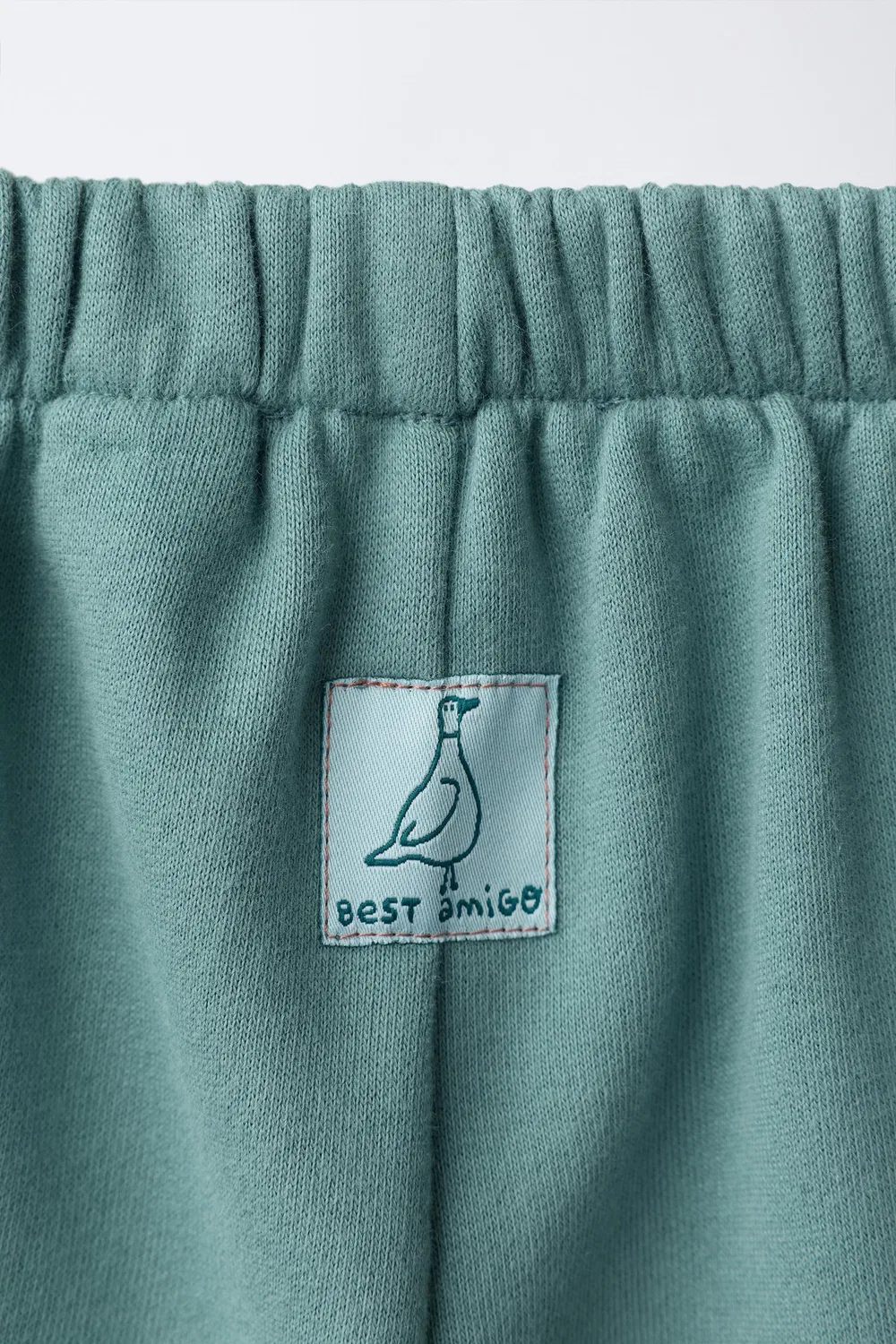 Широкие мягкие брюки с этикеткой Duck. ZARA, Sea green — фото 4