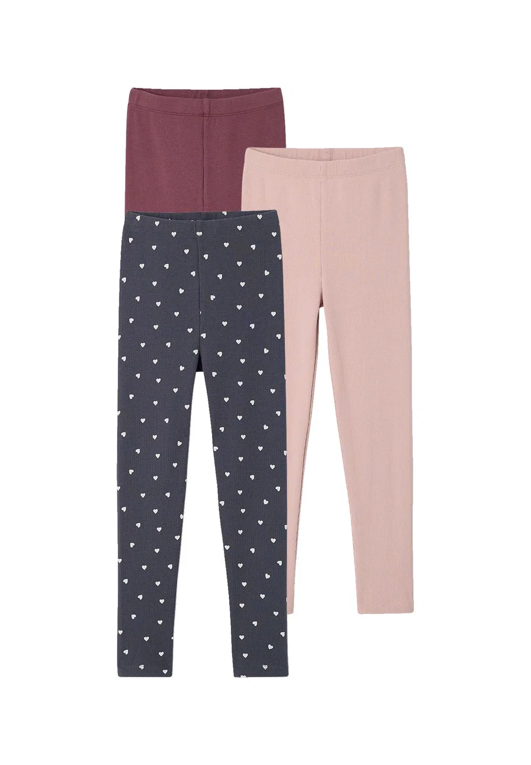 3Er-Pack leggings mädchen, ripp, dehnbund basic - leggings - trousers Vertbaudet, Tinte